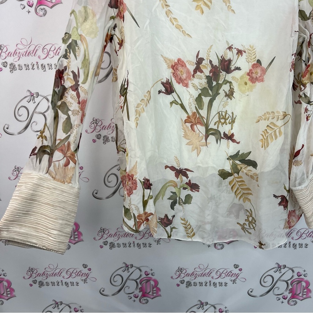 Bella amore Italy top blouse flowers silk made in Italy 🇮🇹 Floral Print Women's - Picture 4 of 16